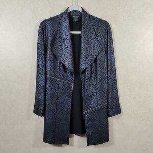 01090 Eva Varro black on black heavier knit snake print blazer jacket M